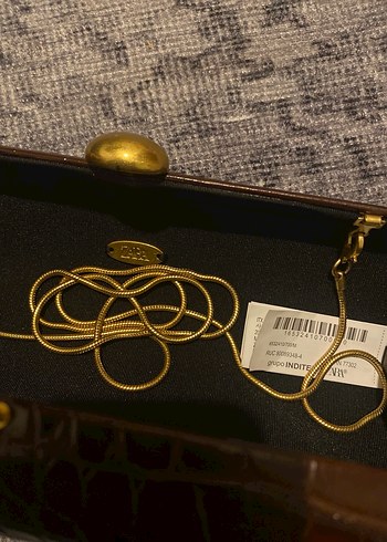 Kahverengi Deri Kadın Clutch Çanta - Görsel 5