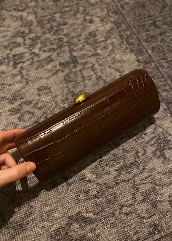 Kahverengi Deri Kadın Clutch Çanta - Görsel 2