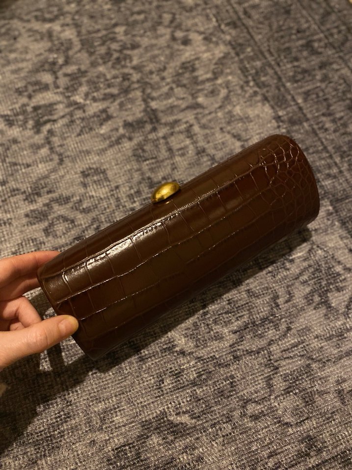 Kahverengi Deri Kadın Clutch Çanta - Görsel 2