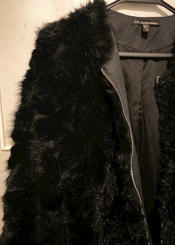 Siyah Peluş Kürk Detaylı Midi Kadın Kaban - Görsel 2