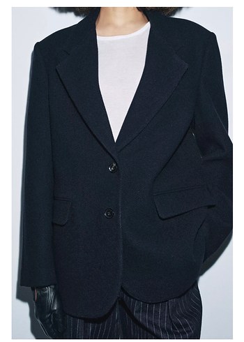 ZARA YÜN KARIŞIMLI OVERSİZE BLAZER - Görsel 4