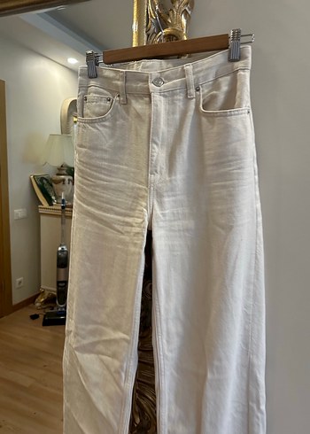 Beyaz Uzun Paça Kadın Denim Pantolon - Görsel 2