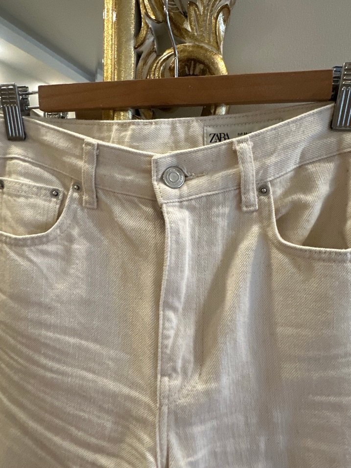 Beyaz Uzun Paça Kadın Denim Pantolon - Görsel 3