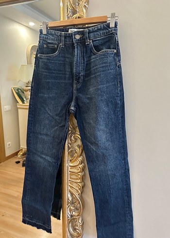 Lacivert Bağcıklı Regular Fit Kadın Kot Pantolon - Görsel 2