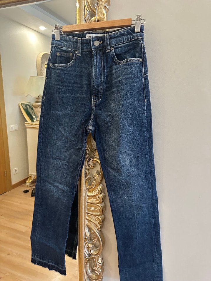 Lacivert Bağcıklı Regular Fit Kadın Kot Pantolon - Görsel 2