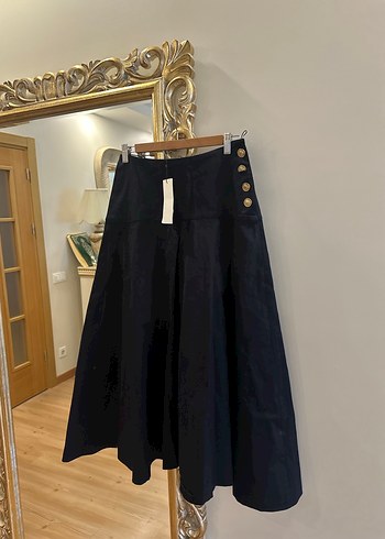 Düğmeli Lacivert Uzun Denim Etek - Görsel 2