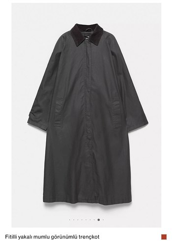 Fitilli Yakalı Gri Deri Trençkot - Görsel 4