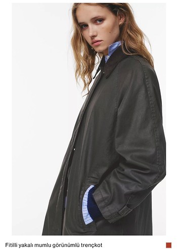 Fitilli Yakalı Gri Deri Trençkot - Görsel 5