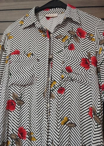 Diğer Çiçekli Zebra Desenli Uzun Tunik