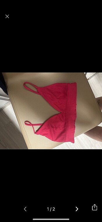 Pembe crop bluz büstiyer