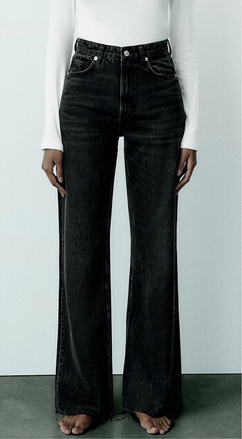 Zara Wide Leg Siyah Kot Pantolon