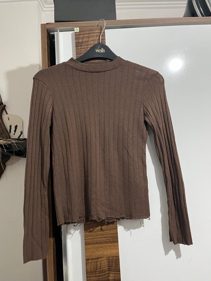 Kahverengi transparan üst - Görsel 2