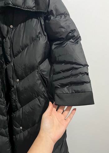 Siyah Uzun Kışlık Kadın Mont - Görsel 5