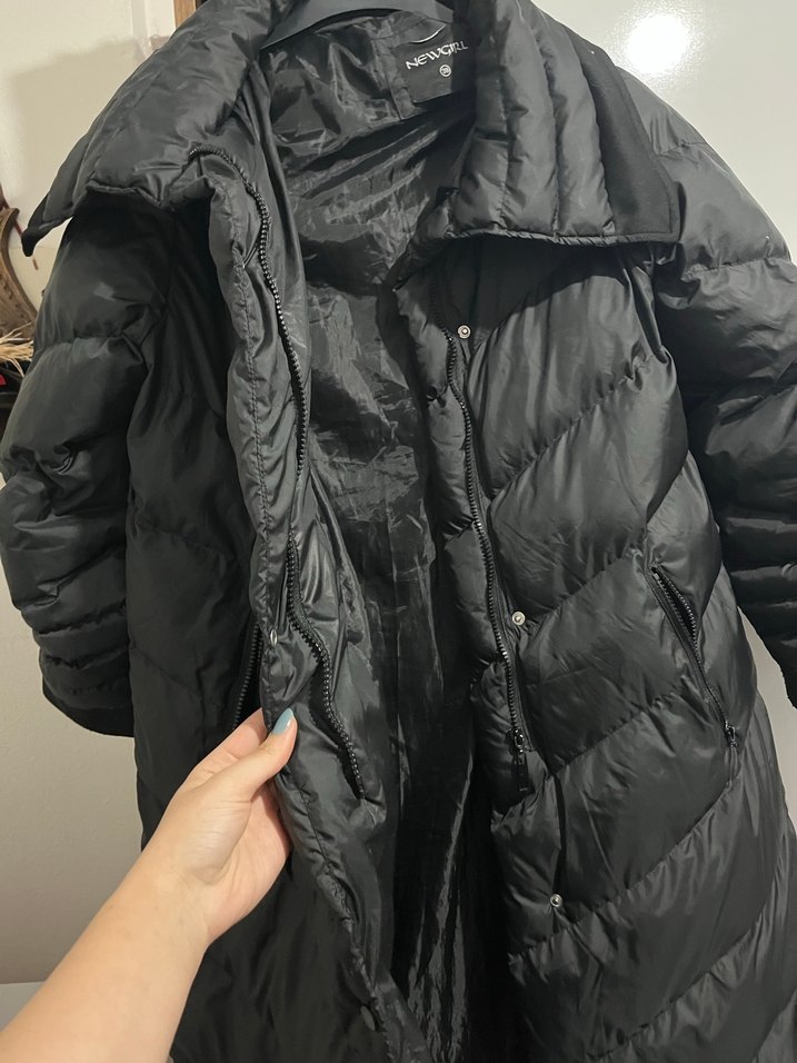 Siyah Uzun Kışlık Kadın Mont - Görsel 4