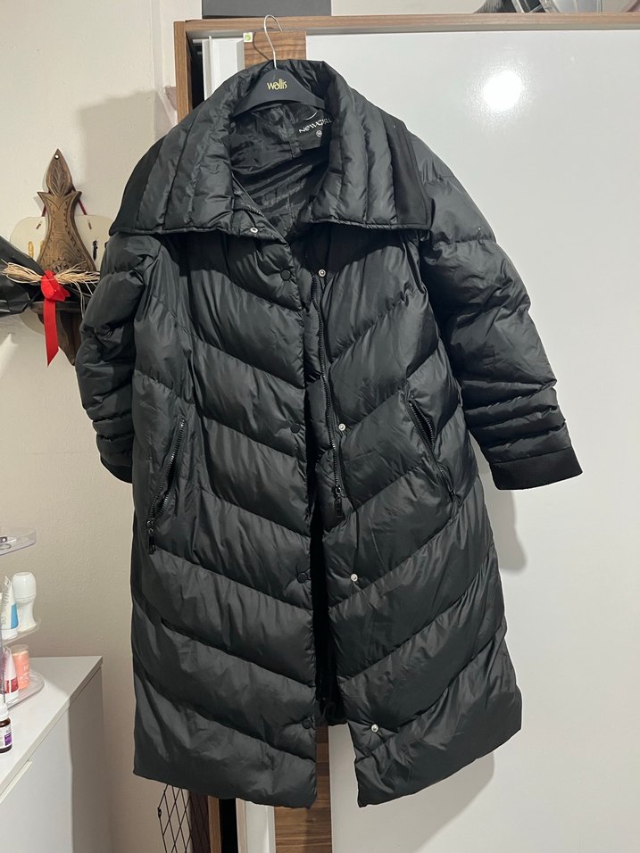 Siyah Uzun Kışlık Kadın Mont - Görsel 2