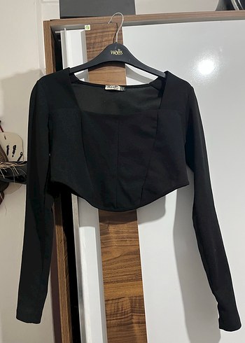 Siyah korseli crop - Görsel 2