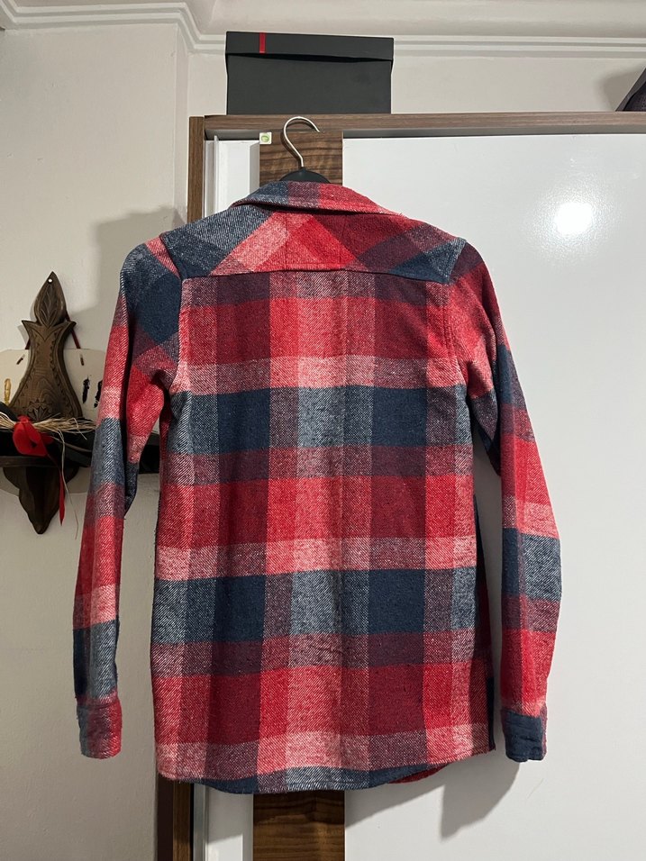 Erkek Çocuk Kırmızı Ekose Yün Gömlek - Görsel 3