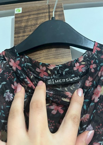 Transparan Çiçekli Mini Bluz - Görsel 2