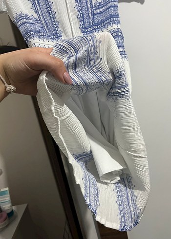 Bohem Nakışlı Beyaz Uzun Elbise - Görsel 3