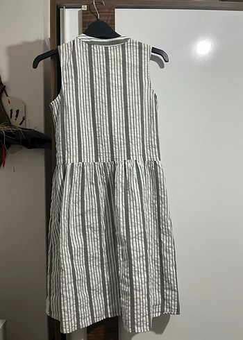 Nakışlı, Uzun, Kolsuz Bohem Gri Elbise - Görsel 3