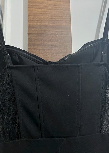 Dantelli Straplez Midi Abiye Elbise - Görsel 4