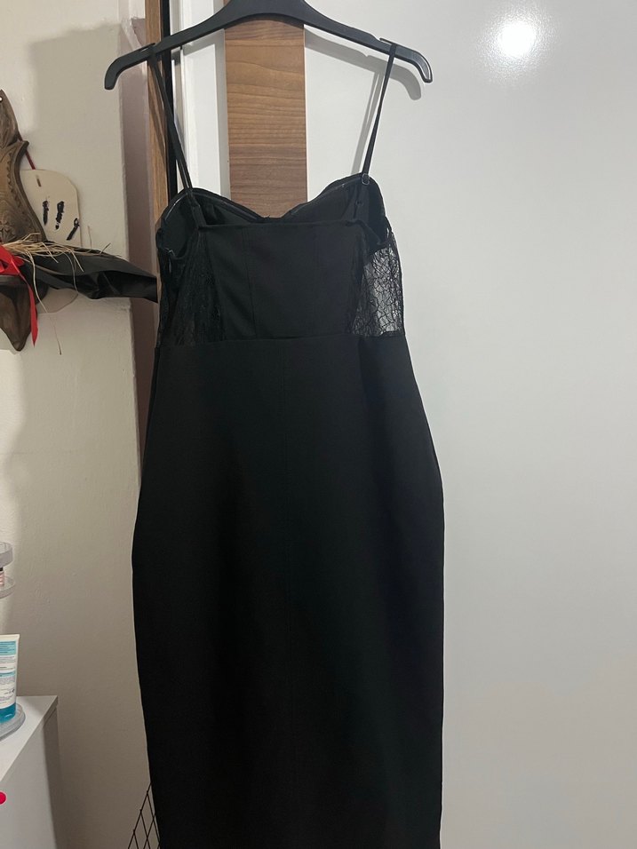 Dantelli Straplez Midi Abiye Elbise - Görsel 3