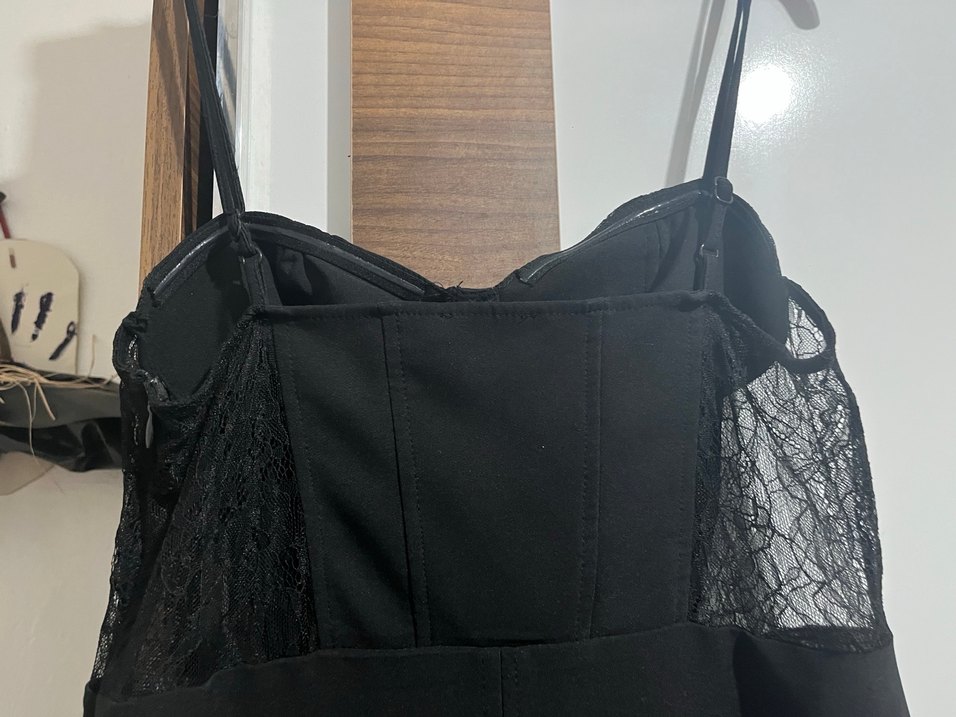 Dantelli Straplez Midi Abiye Elbise - Görsel 4