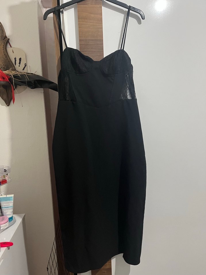 Dantelli Straplez Midi Abiye Elbise - Görsel 2