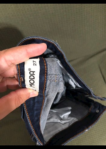 27 Beden Kemerli Koyu Mavi Kadın Skinny Jean