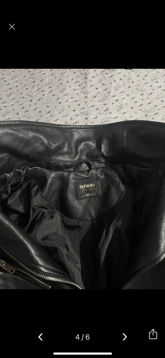 Siyah Deri Biker Ceket Kadın - Görsel 3