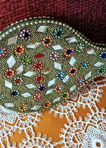 Diğer Renkli Taşlı Hint işi El Aynası
