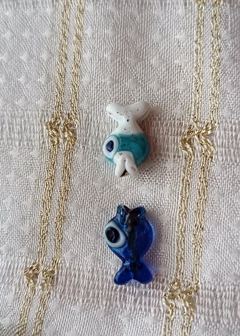 Beden mavi Renk eskilerden cam el yapımı balık ikili boncuk