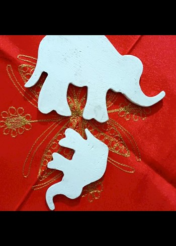 çini fil ikili duvar süsü seti - Görsel 4