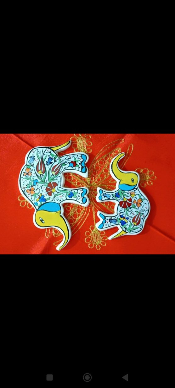 çini fil ikili duvar süsü seti - Görsel 2