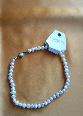 etiketli sıfır bijuteri yapay inci kısa kolye - Görsel 2