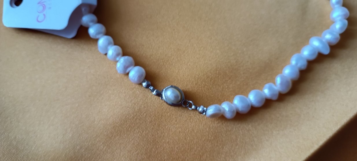 etiketli sıfır bijuteri yapay inci kısa kolye - Görsel 3