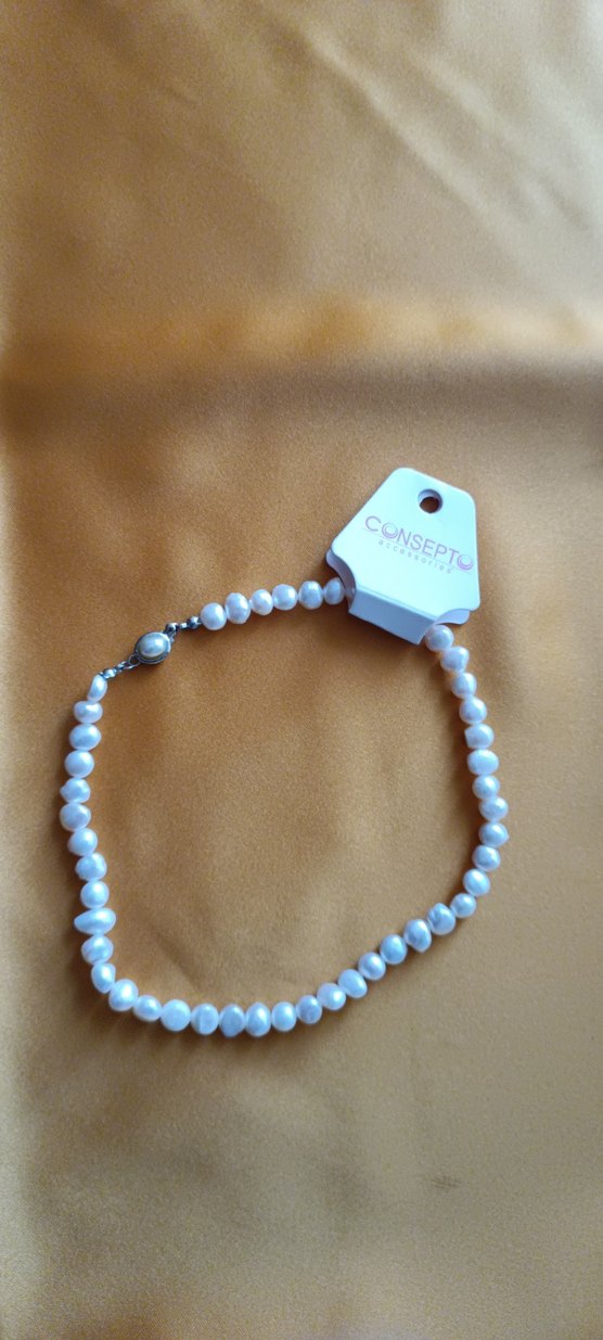 etiketli sıfır bijuteri yapay inci kısa kolye - Görsel 2