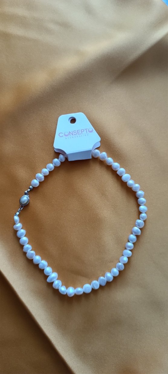 etiketli sıfır bijuteri yapay inci kısa kolye - Görsel 3