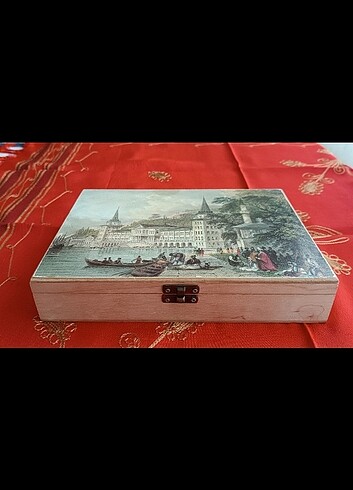 eskilerden 25*18*5 cm İstanbul temalı ahşap çok amaçlı kutu