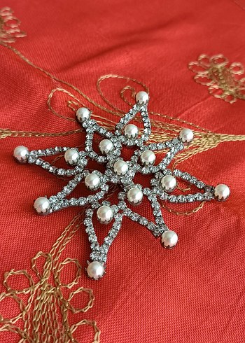 Diğer vintage 7 cm çapında incili büyük broş