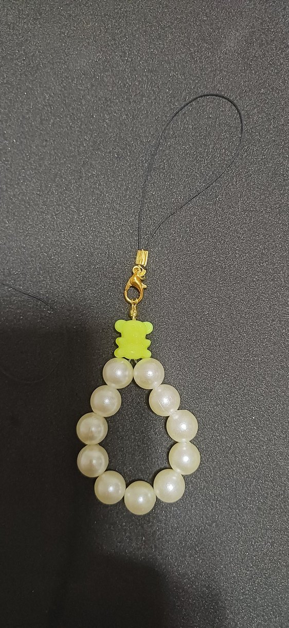 İnci Boncuklu Pembe Ayıcık telefon - Görsel 3