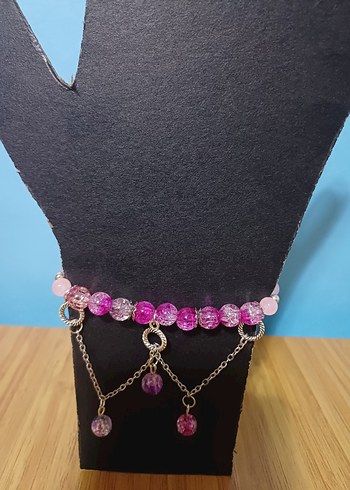 Pembe Zincirli Kadın Bileklik - Görsel 2