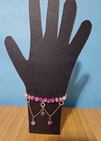 Pembe Zincirli Kadın Bileklik - Görsel 3