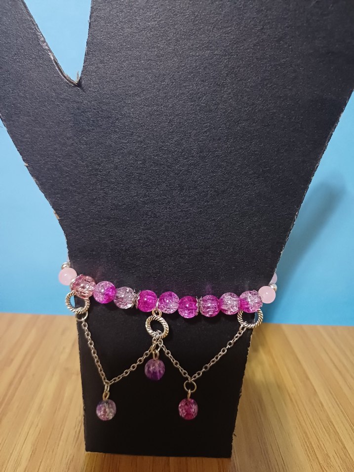 Pembe Zincirli Kadın Bileklik - Görsel 2