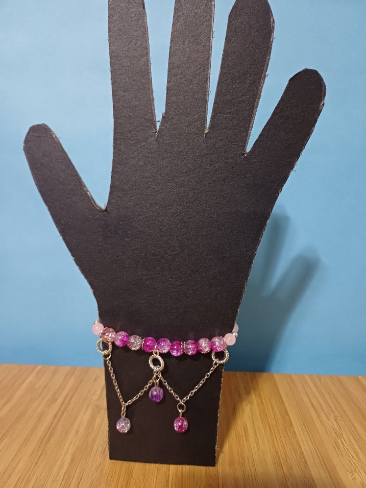 Pembe Zincirli Kadın Bileklik - Görsel 3