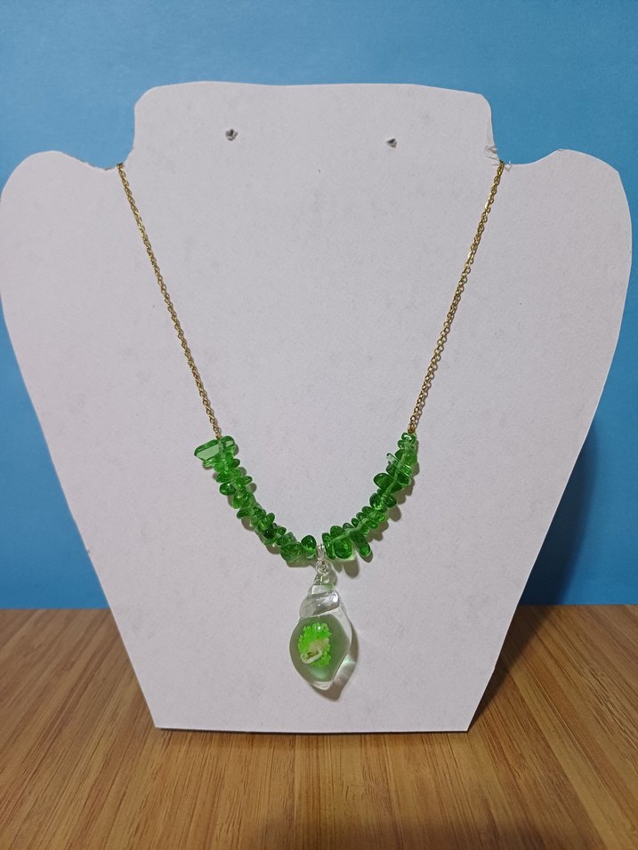 Uzun Yeşil doğal taş Kadın Kolye - Görsel 2