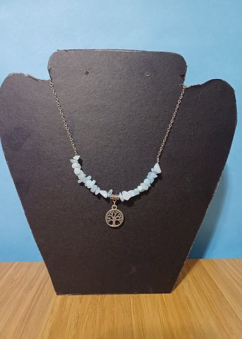 Turkuaz dogal taş Bohem Midi Kolye - Görsel 2