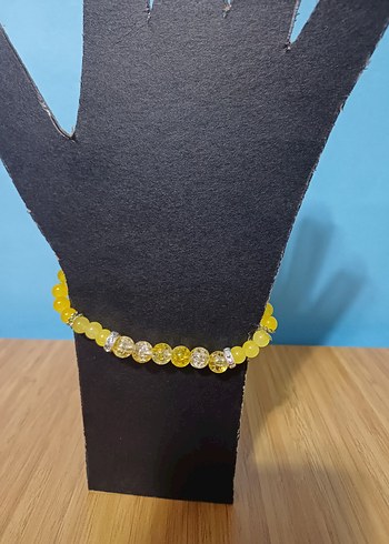 Sarı Boncuklu Minimalist Kadın Bileklik - Görsel 2