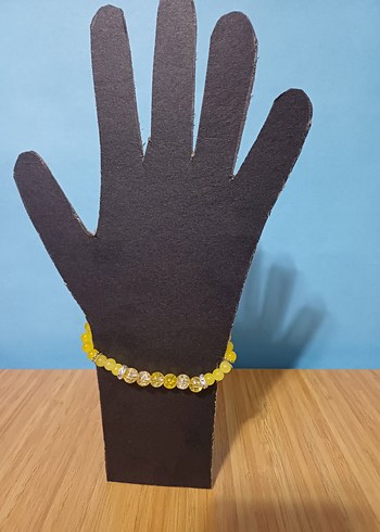 Sarı Boncuklu Minimalist Kadın Bileklik - Görsel 3