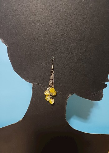 Sarı Zincir Detaylı Midi Küpe - Görsel 2